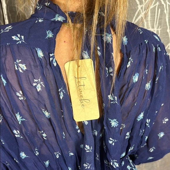 ANTHROPOLOGIE LET ME BE BLUE MOCK NECK MINI DRESS S NWT - Picture 8 of 10